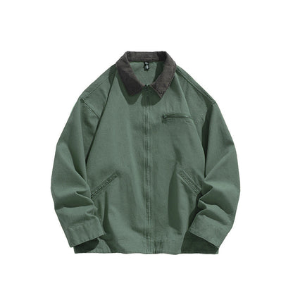 Herren Lederjacke Übergangsjacke Robust Mit Stehkragen