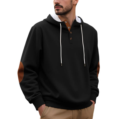 Herren Kapuzenpullover Modern mit Knöpfen und Verstärkung
