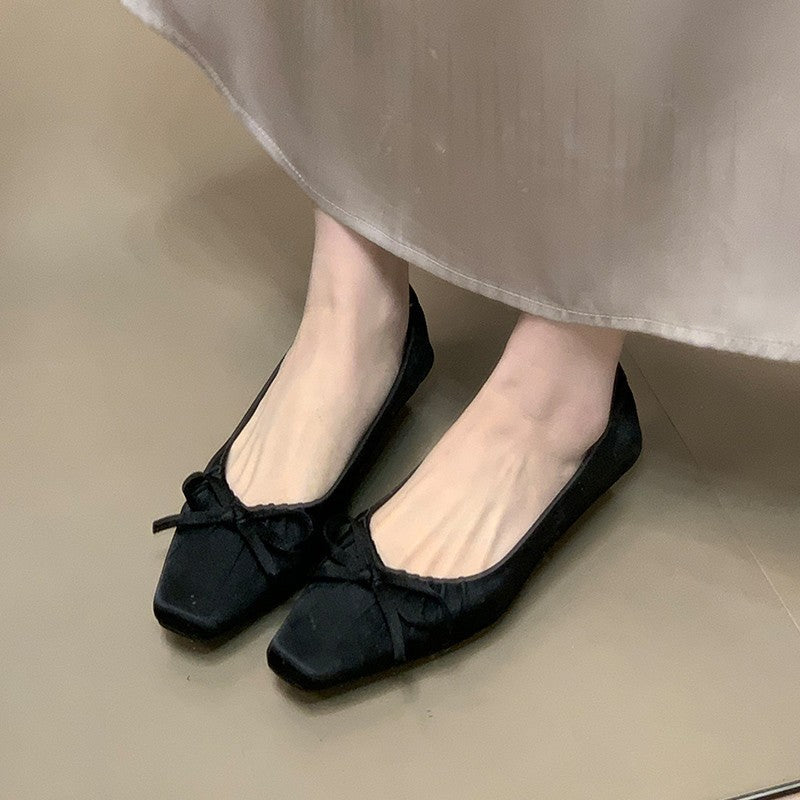 Elegante Damen Ballerinas mit Schleifendetail Schwarz