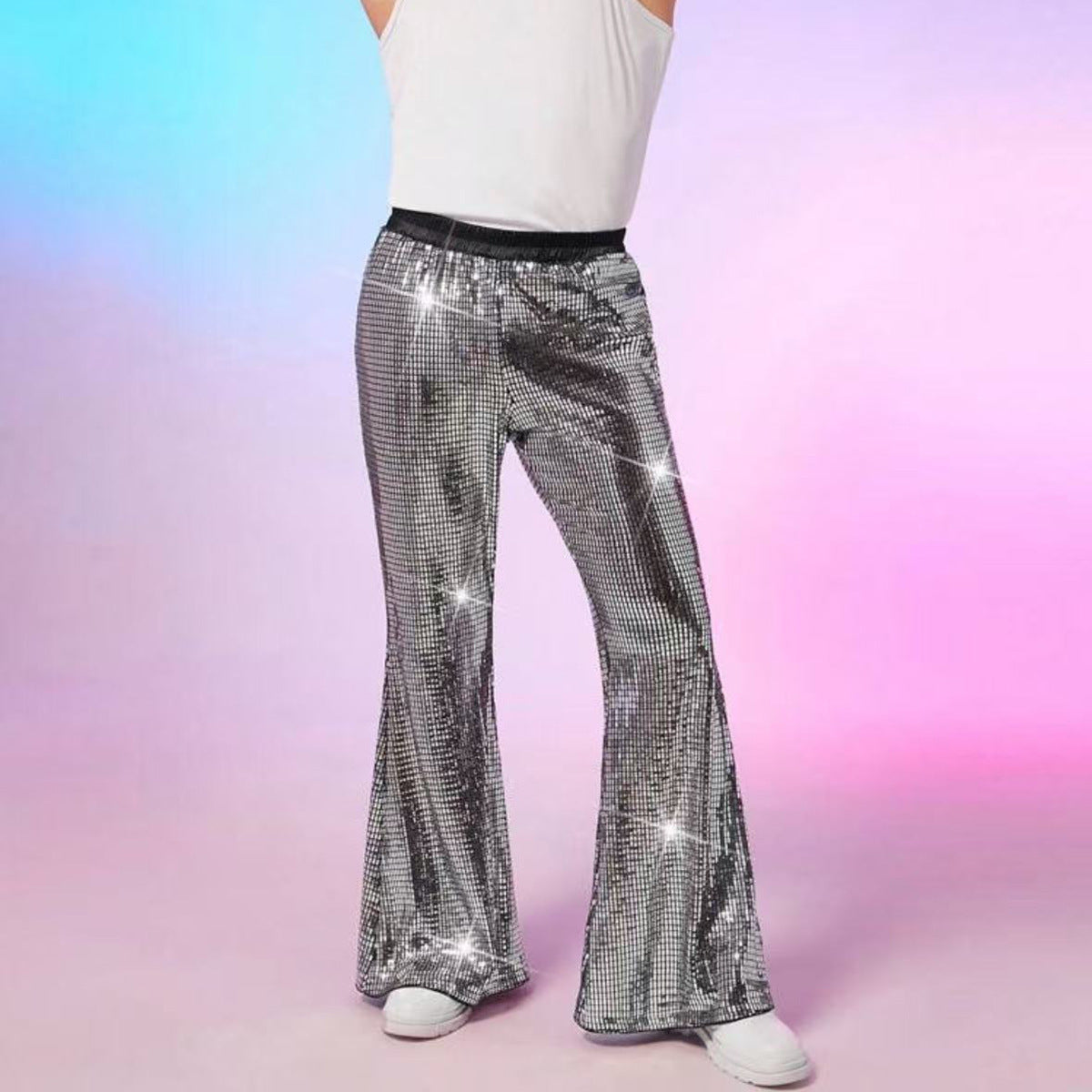 Glitzernde Herrenhose Disco Stil Paillettenhose Partyhose