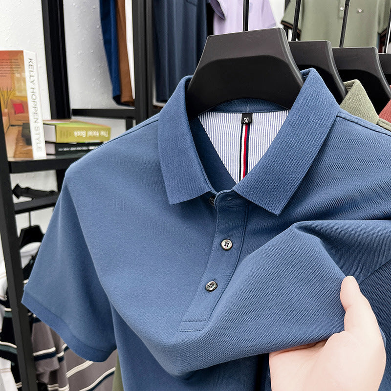 Herren Polohemd Kurzarm Elegantes Piqué-Hemd Mit Knöpfen