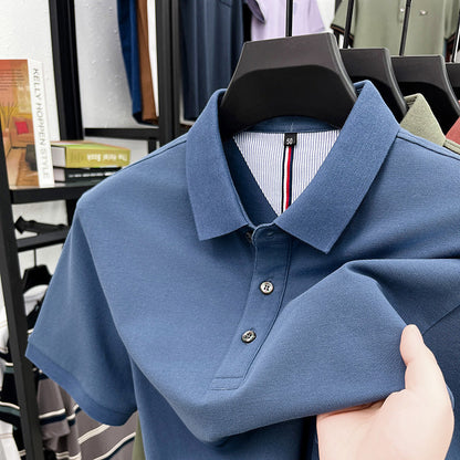 Herren Polohemd Kurzarm Elegantes Piqué-Hemd Mit Knöpfen