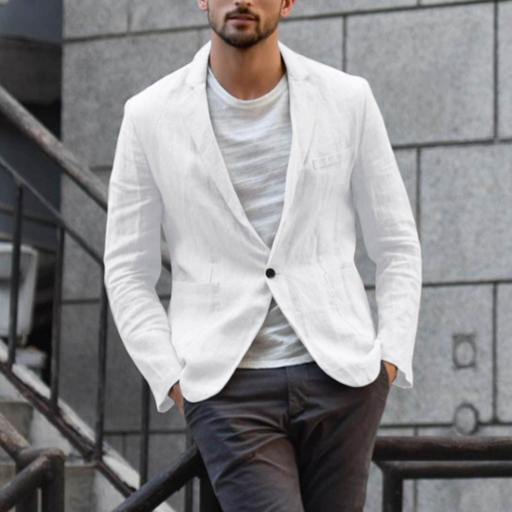 Leinenblazer Herren Lässig Sommer Modern