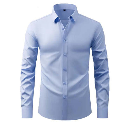Herren Hemd Langarm Modernes Design Schwarzes Slimfit