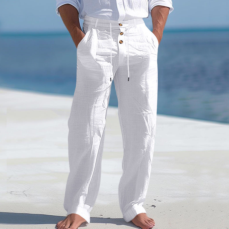 Herren Strandhose Bequem mit Kordelzug und Taschen
