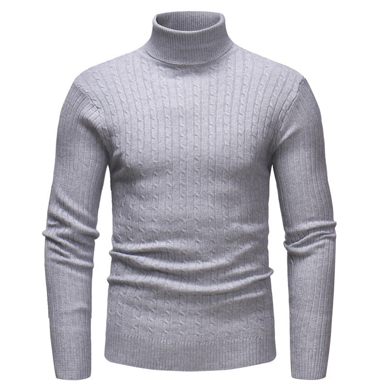 Herren Rollkragenpullover Strick Zopfmuster Eleganz