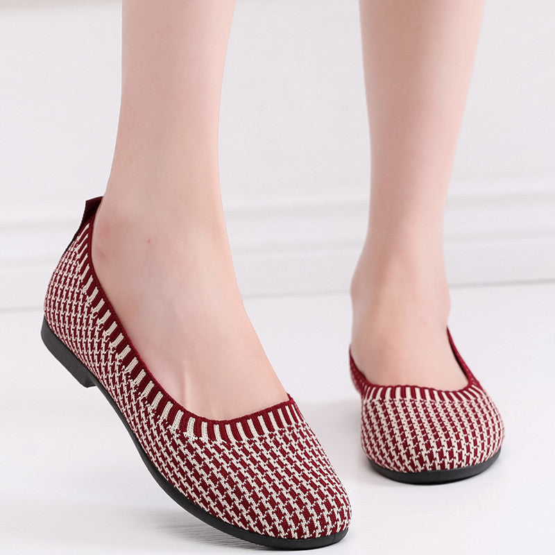 Damen Ballerinas Strick Atmungsaktiv Elegante
