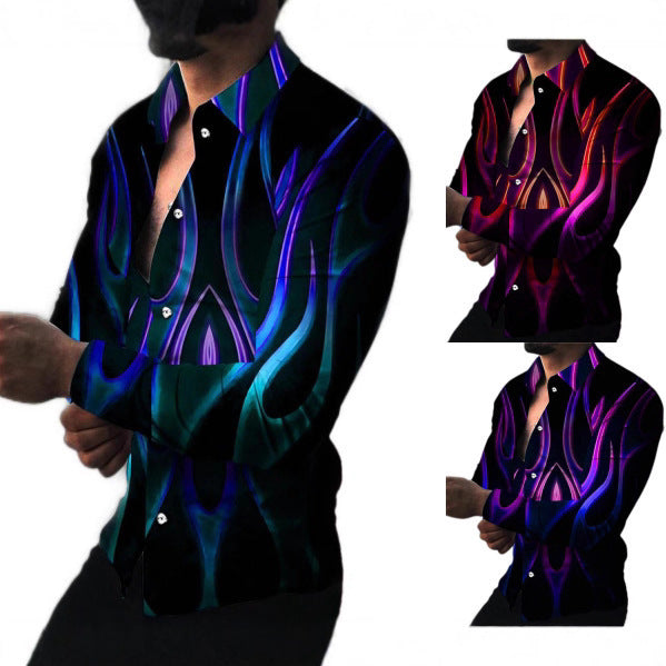 Herren Langarmhemd Modern Neon Muster Slim Fit - BerlinGlamour