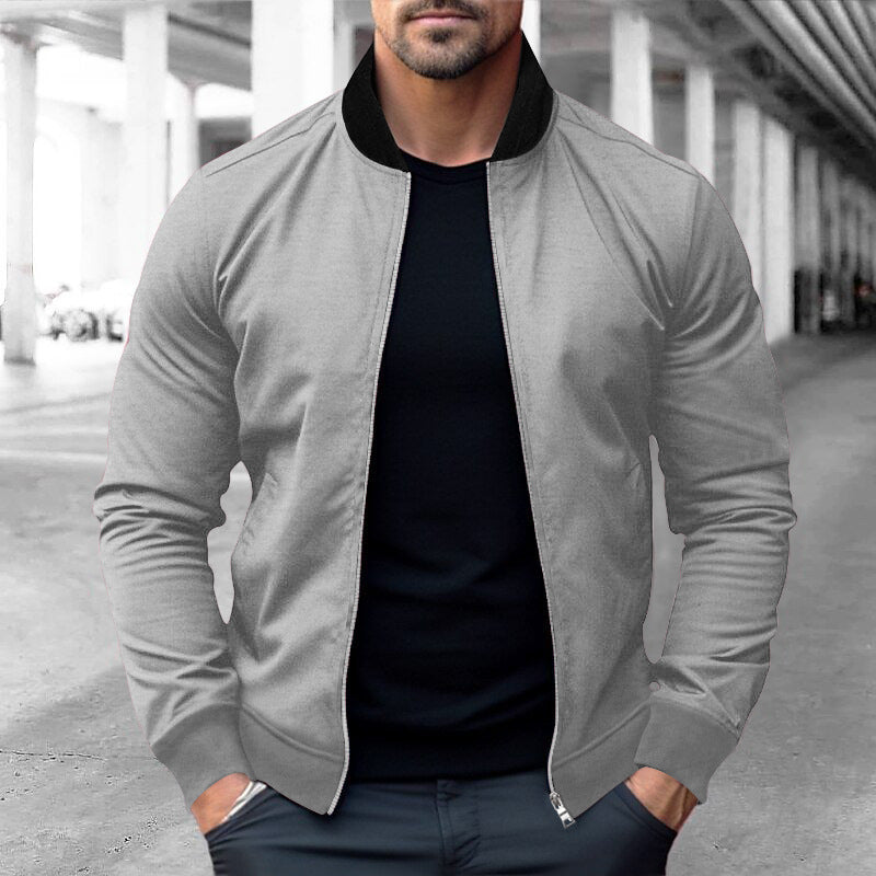 Herren Bomberjacke Modern Elastisch Mit Strukturärmeln
