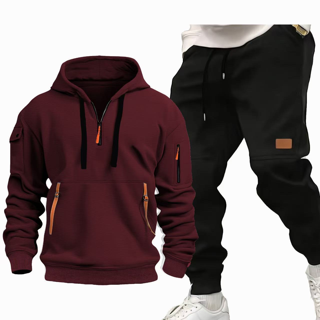 Herren Sportset Hoodie und Jogginghose Set Grau Funktionell