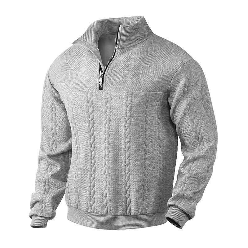 Herren Fleece-Pullover Lässig Strukturiert Mit Reißverschluss