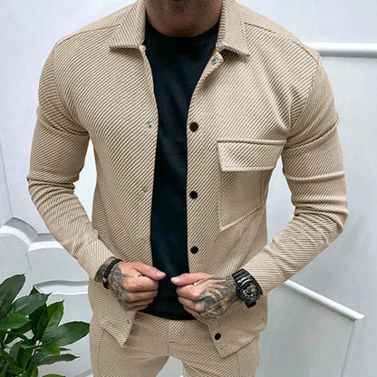 Herren Oberhemd Modern Strukturiert mit Taschen
