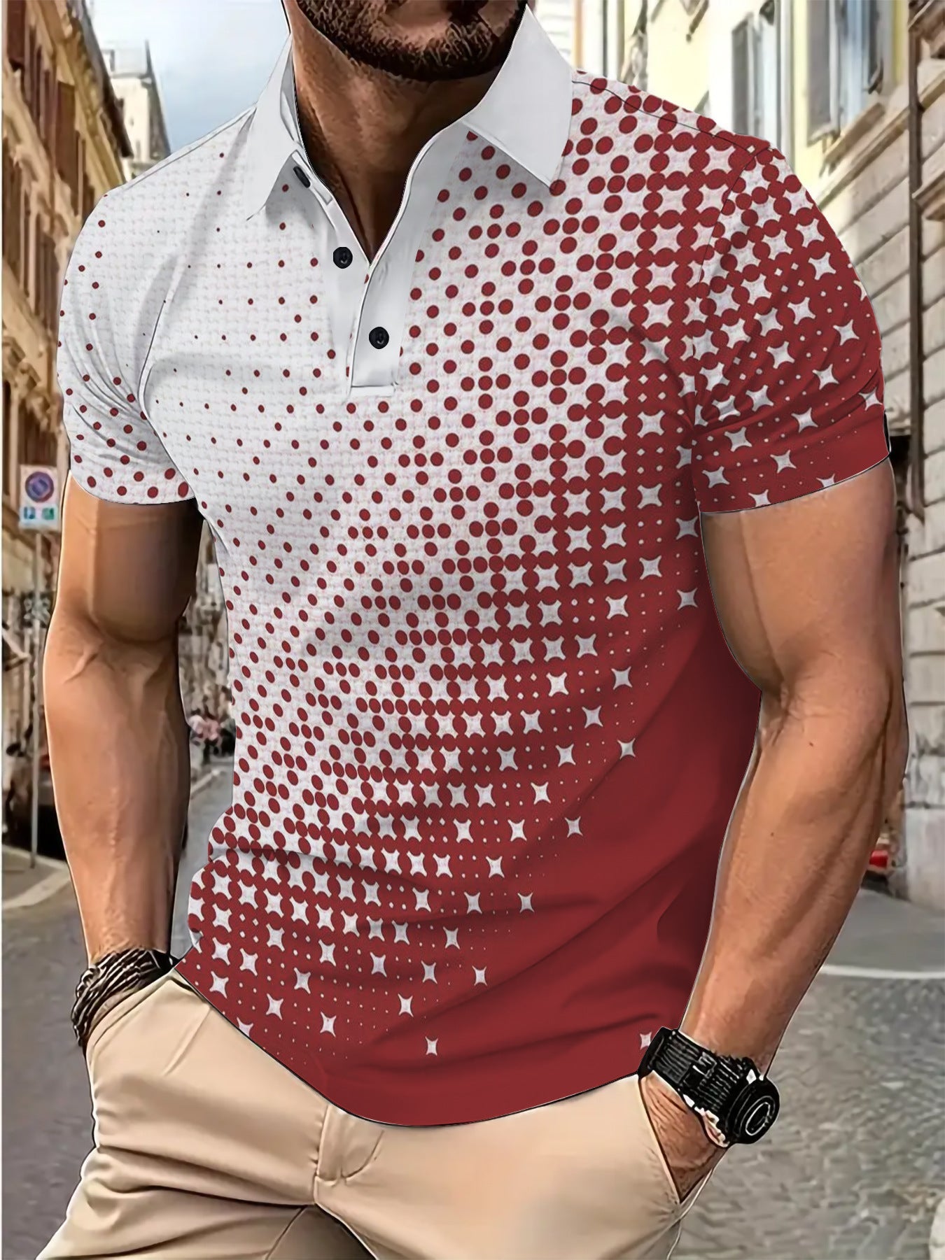 Herren Poloshirt Kurzarm Modern Grafikdesign Berlin Style