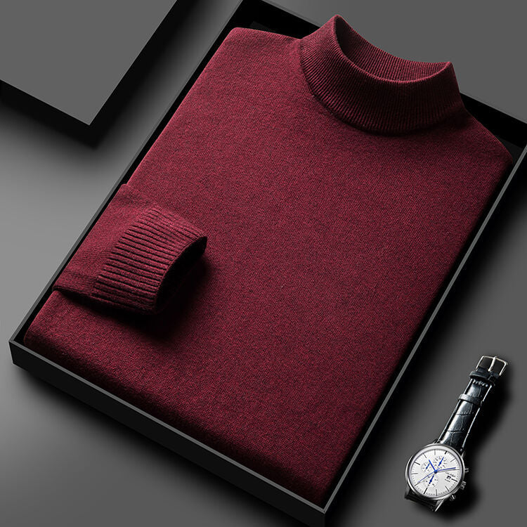 Herren Pullover Eleganter Rollkragen Schwarzer Style