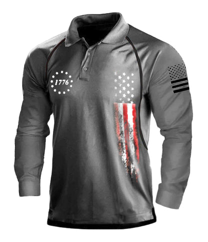Herren Poloshirt Langarm Patriotisch Berlin Style