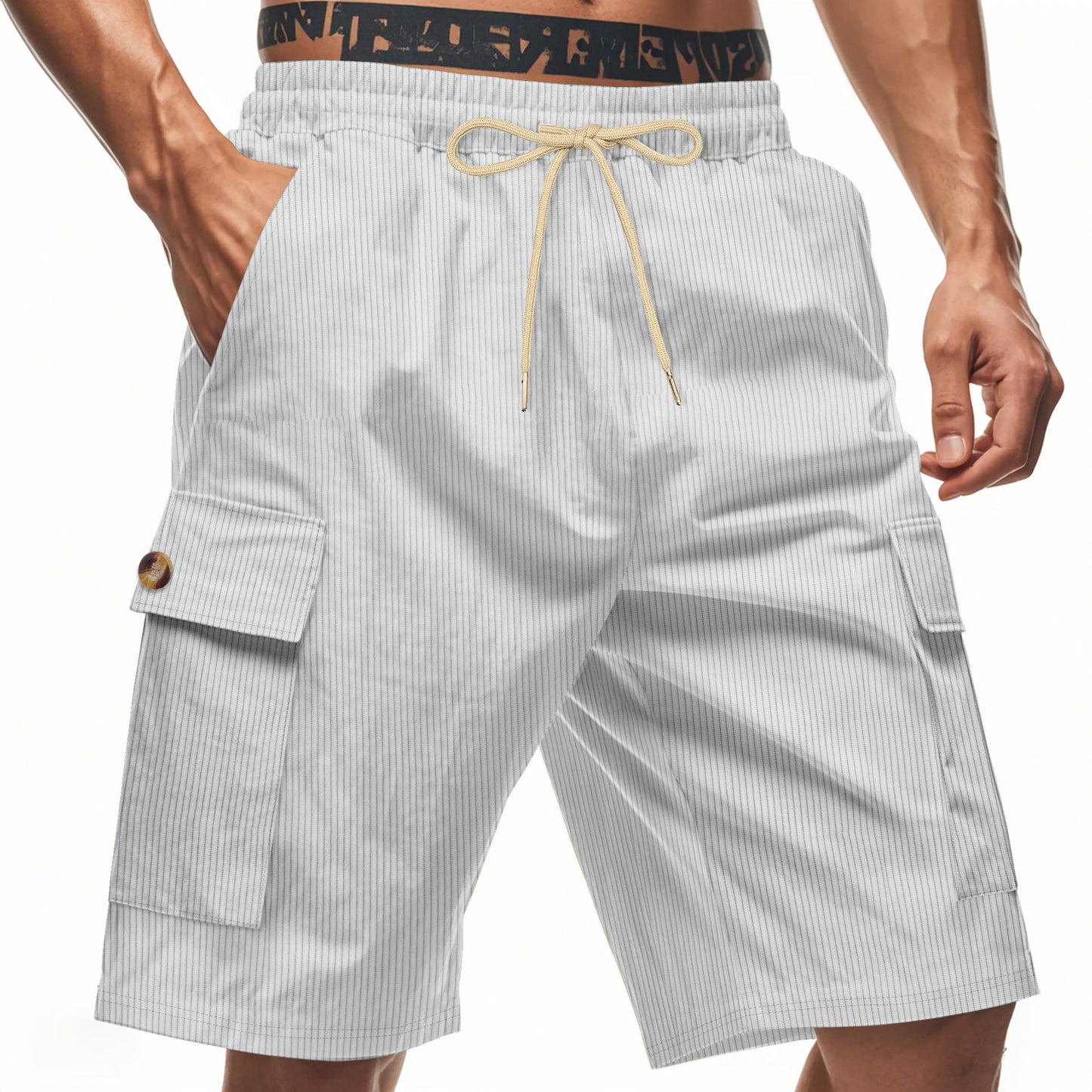 Herren Cargo Shorts Bequem Mit Kordelzug und Taschen