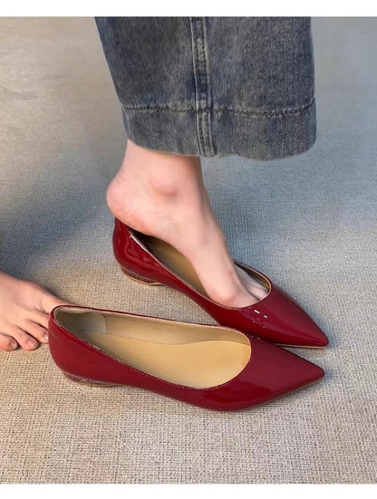 Ballerinas Damen Spitze Elegant Glanz Schuhe