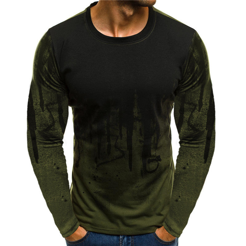 Herren Langarmshirt Modern Grafik Sportlich Slimfit