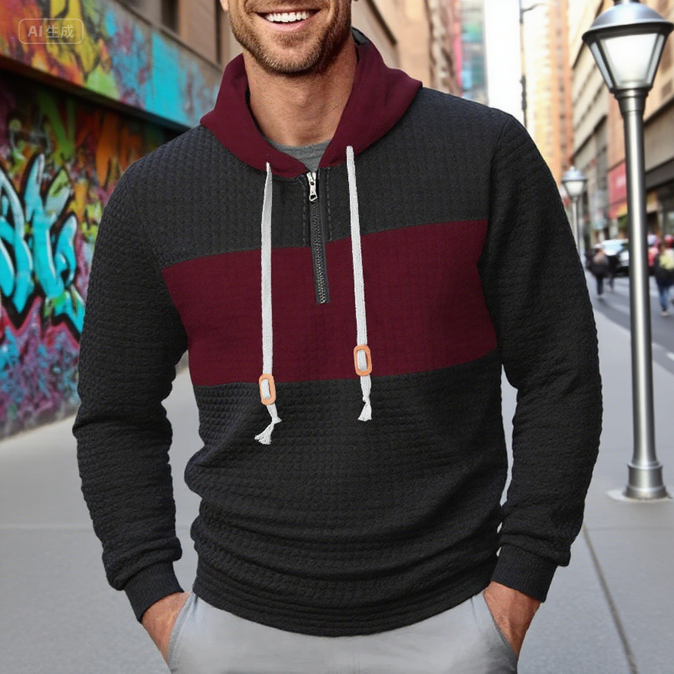 Herren Kapuzenpullover Strukturiert Modern Sportlich