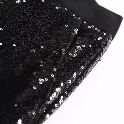 Herren Anzughose Glitzer Pailletten Elegant Schwarz