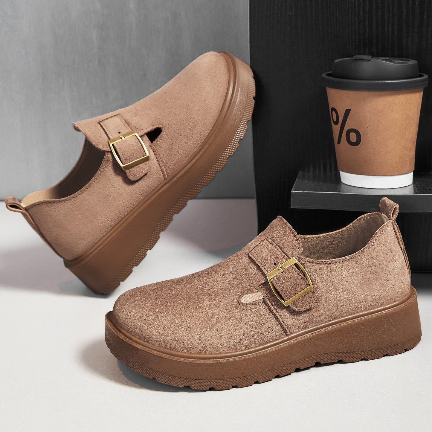 Damen Slipper Elegante Schnallenverschluss Warm