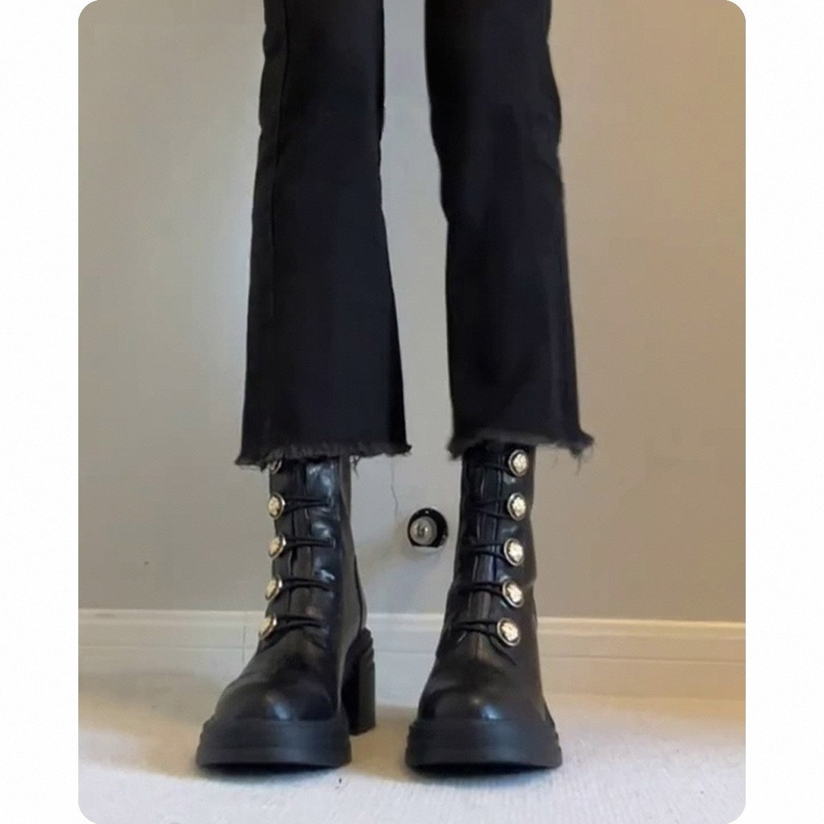 Damen Stiefel Ankle Boots Modern Knöpfe Schuhe