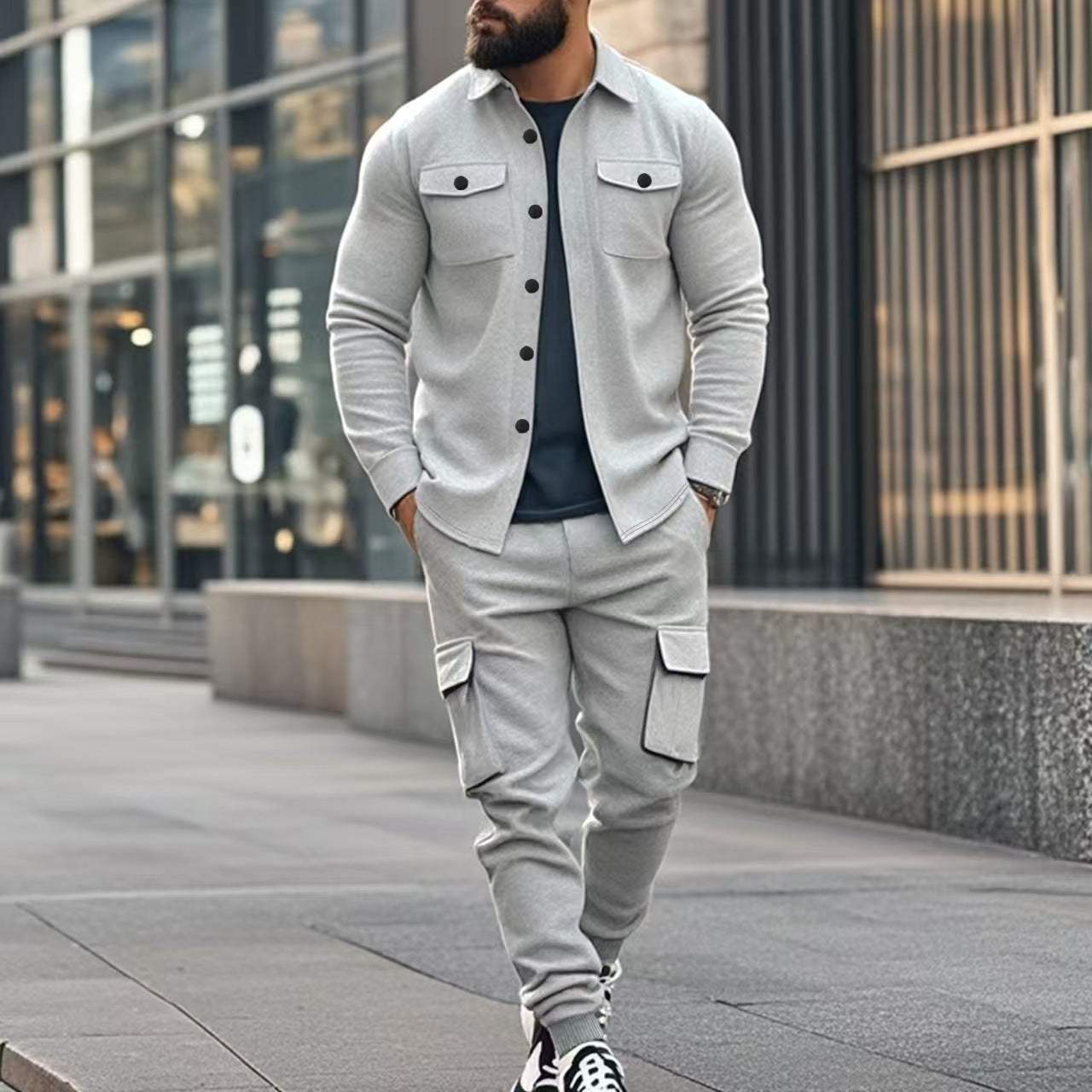 Herren Cargo-Hose Pflegeleicht Modern Mit Knöpfen