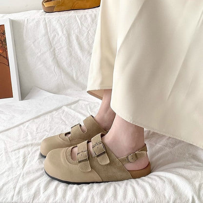 Damen Clogs Bequem atmungsaktiv mit Dekorriemen