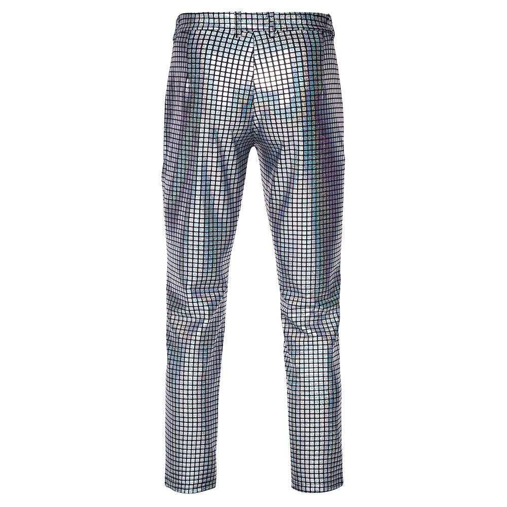 Herren Disco-Hose Netz-Optik Glitter