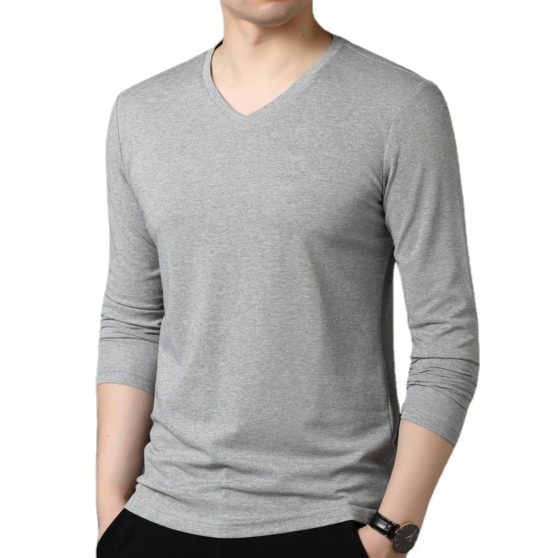 Herren Langarmshirt V-Ausschnitt Atmungsaktiv Baumwolle