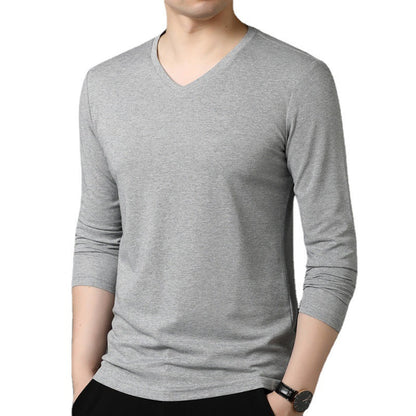 Herren Langarmshirt V-Ausschnitt Atmungsaktiv Baumwolle