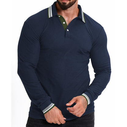 Herren Polohemd Langarm Modern Slim Fit Kragen