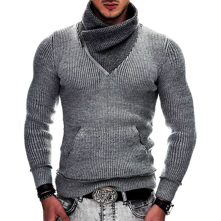Stylisher Herren Pullover Modern mit Breitem Kragen