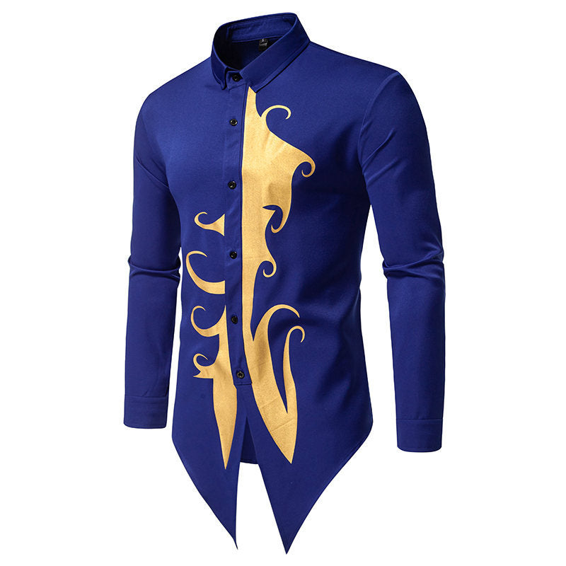 Herren Langarmhemd Elegantes Goldmuster Modern
