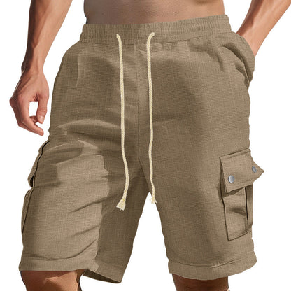 Herren Cargo Shorts Bequem mit Taschen und Kordelzug