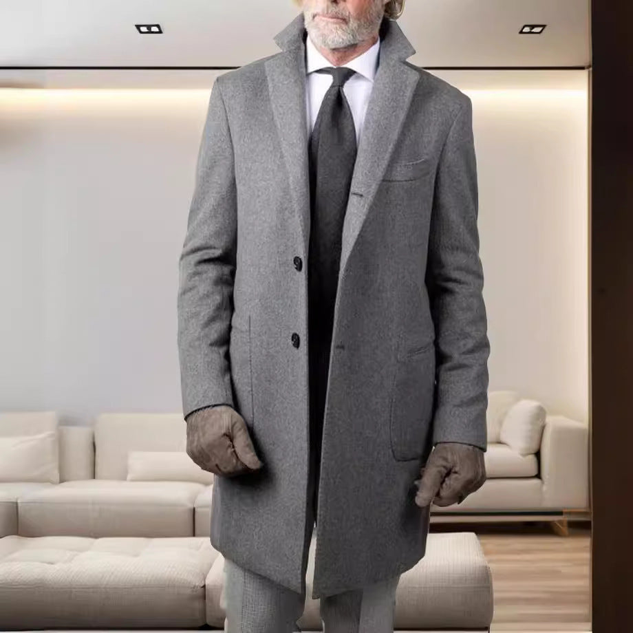Eleganter Herren Trenchcoat Schwarz Modern mit Taschen