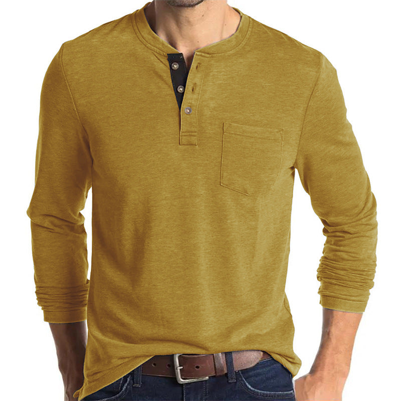Herren Langarmshirt Modern Knopfdetails Elegant