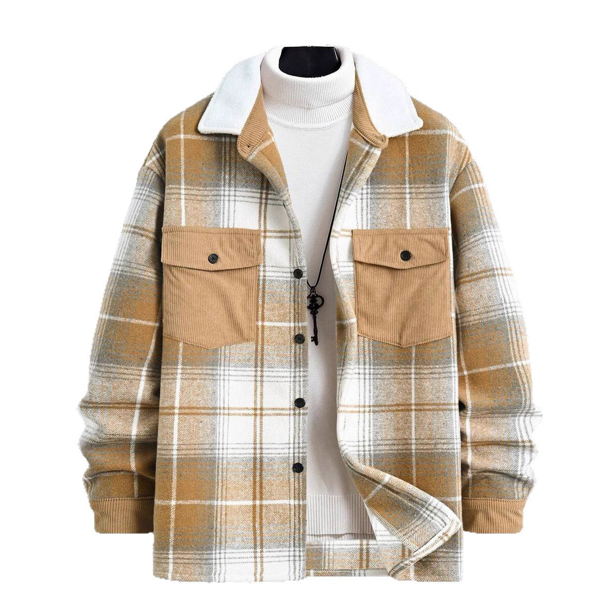 Herren Flanelljacke Karo mit Brusttaschen Weich