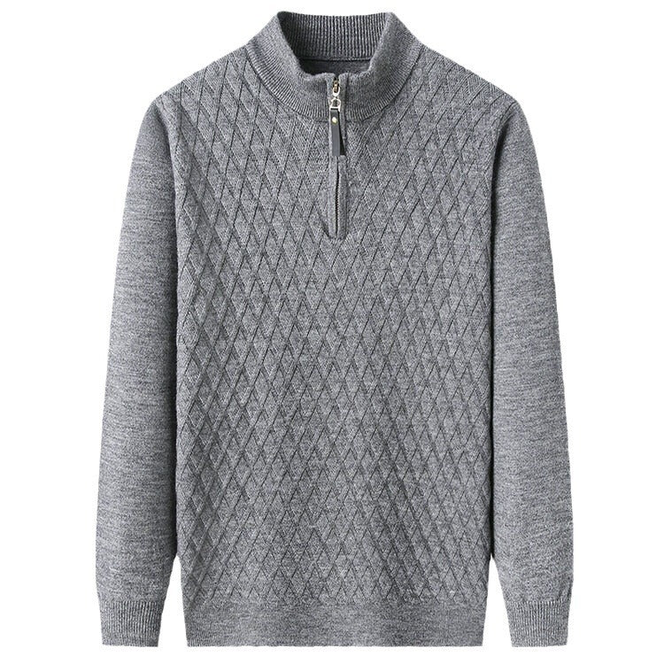 Herren Strickpullover Rautenmuster Reißverschluss Modern
