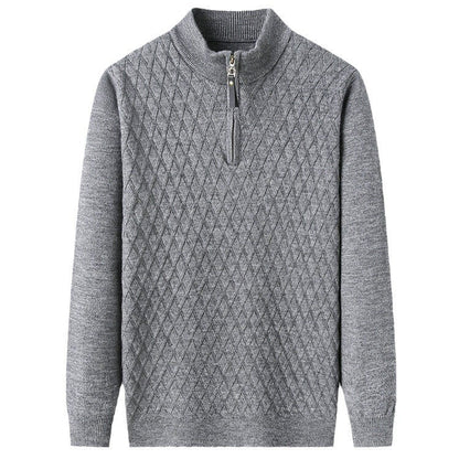 Herren Strickpullover Rautenmuster Reißverschluss Modern