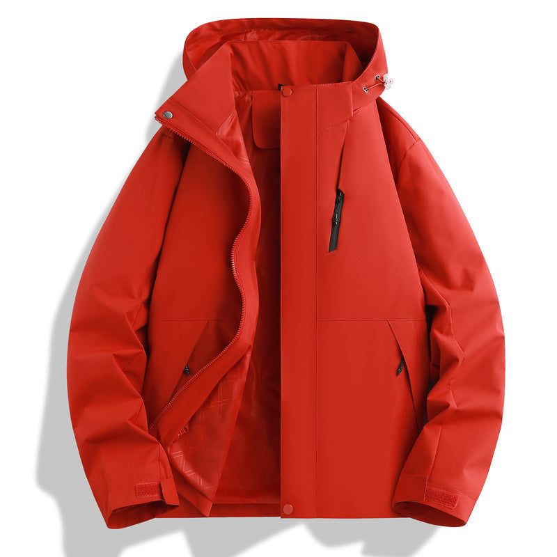 Herren Funktionsjacke Wetterfest mit Verstellbarem Kapuzen-Kragen