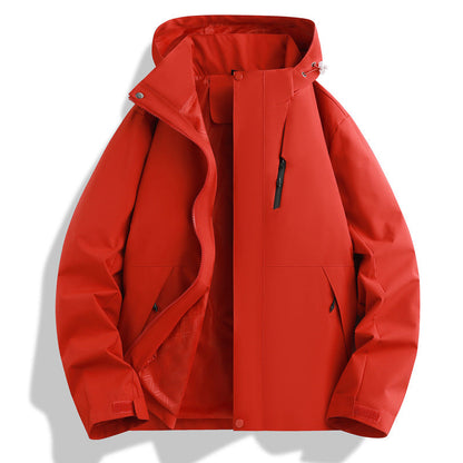 Herren Funktionsjacke Wetterfest mit Verstellbarem Kapuzen-Kragen