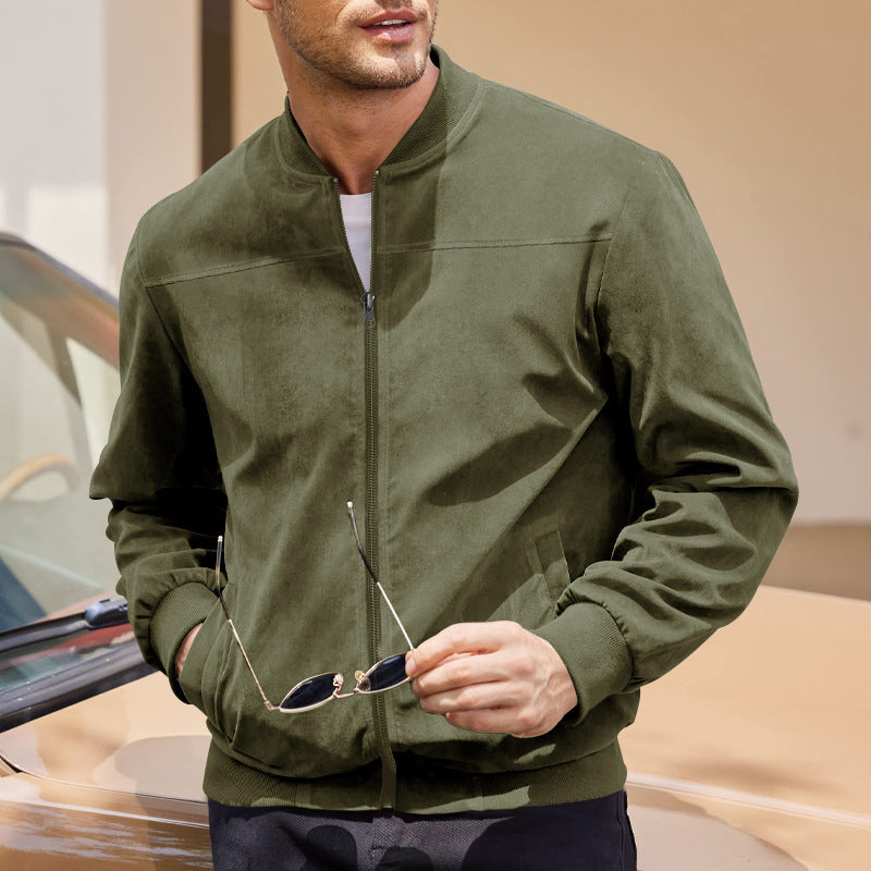 Herren Bomberjacke Lederoptik Weich Modern