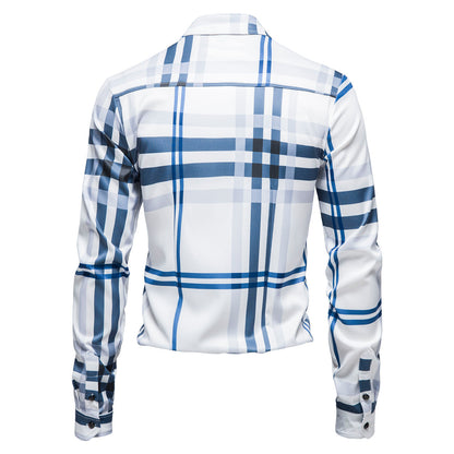 Herren Hemd Langarm Karomuster Modern Baumwolle