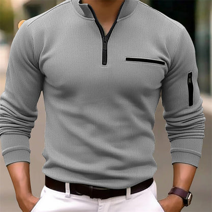 Herren Sportshirt Langarm Zip Modern Sportlich