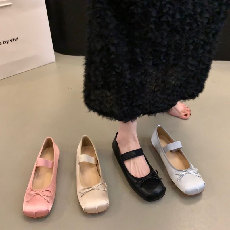 Damen Ballerinas Elegante Schleife Verstellbar