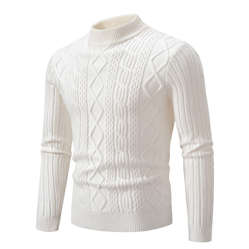 Herren Strickpullover Zopfmuster Modern Schwarz