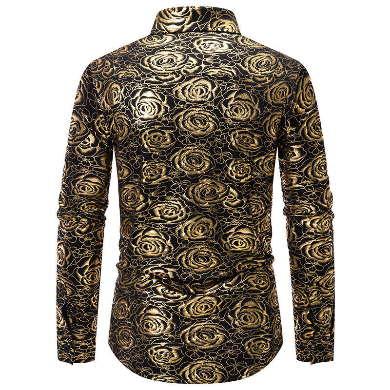 Herren Langarmhemd Floral Modern Gold-Design