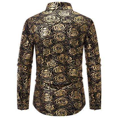 Herren Langarmhemd Floral Modern Gold-Design