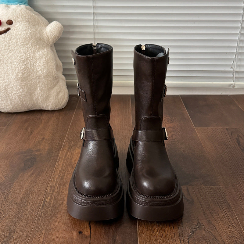 Damen Stiefel Kniehoch Schuhe Modisch Robust